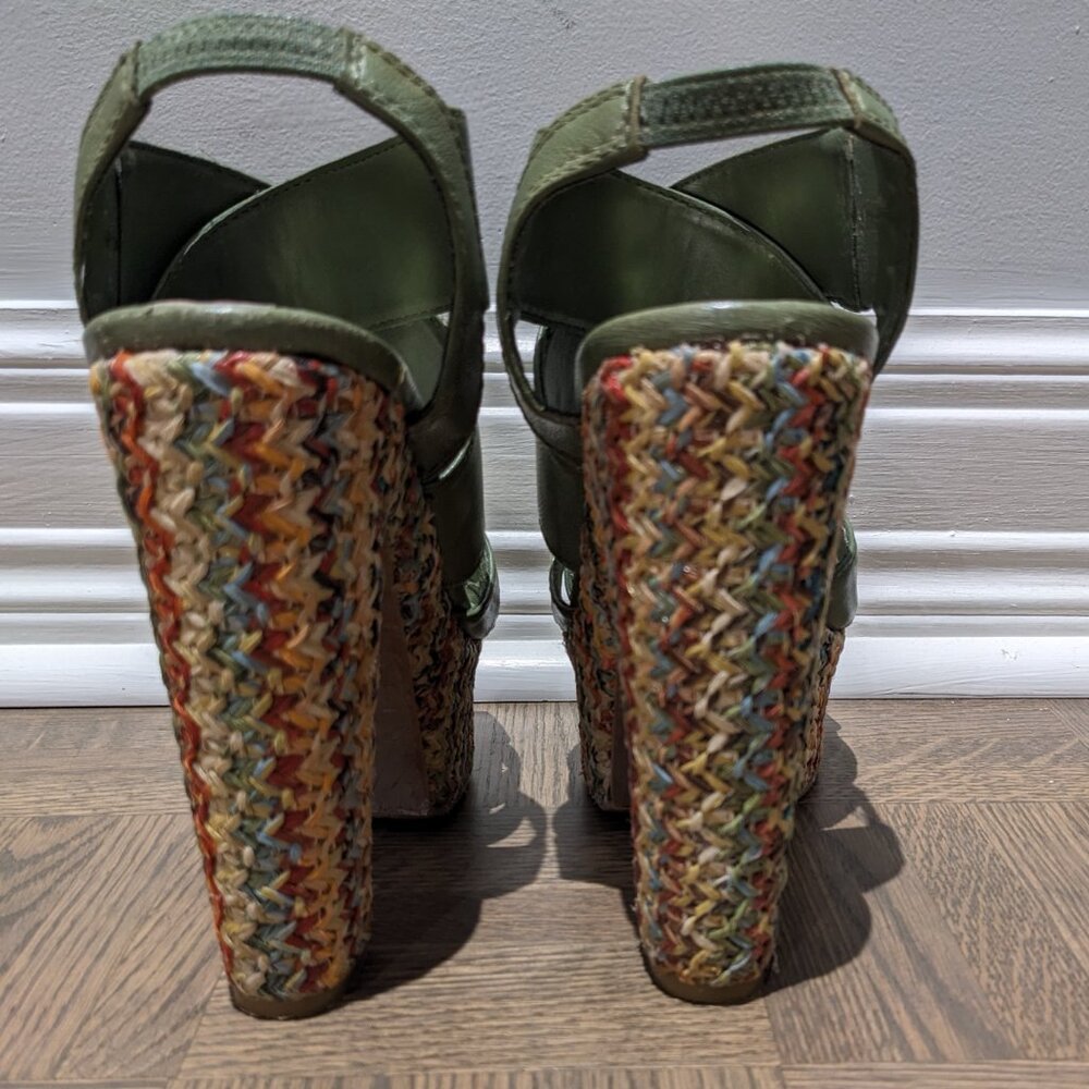 Charles by Charles David Green Platform Sandals Shoes & Matching Clutch Set - Picture 7 of 14